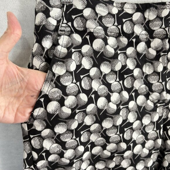 IZOD Women Golf Bermuda Shorts Tee with Ball Print Sz 12 Black White Sports 45-1 - Picture 3 of 9